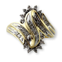 10K Gold .20ctw Diamond Ring | Sculptural Ribbon Design