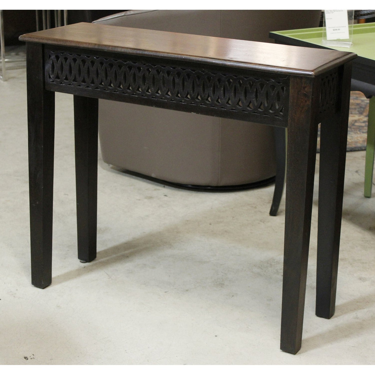 Tropical Wood Console Table with Fretwork