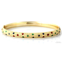 14K Two-Tone Gold 6mm(w) Bangle - Enameled Jewels