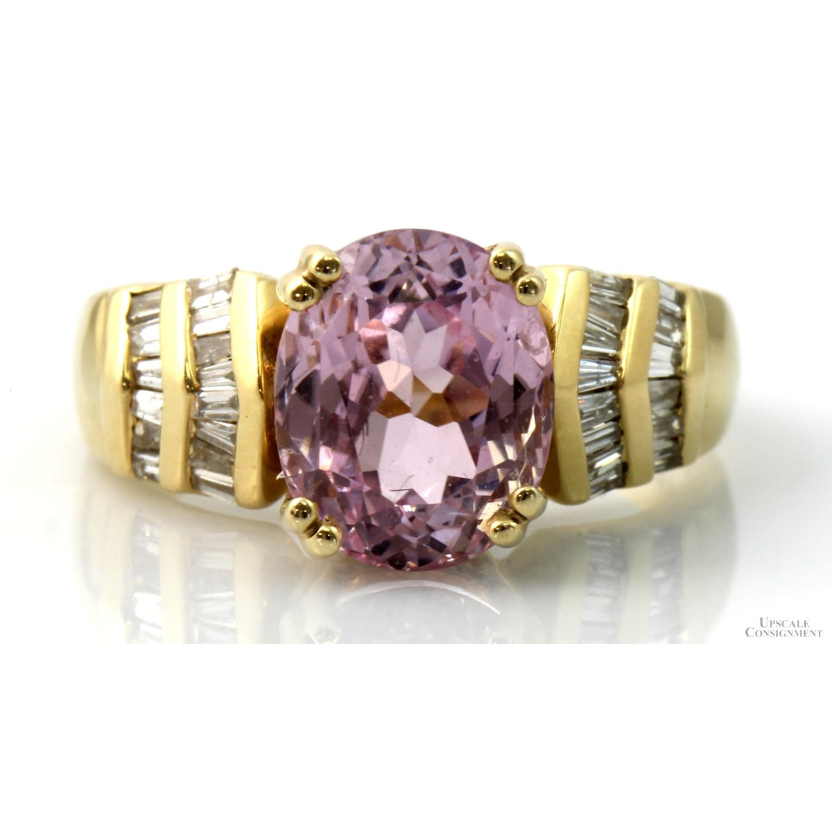 Pink Kunzite Gemstone &  Diamond 14K Gold Ring