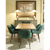 Contemporary Dining set w/6 Green Upholstered Chairs
