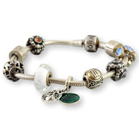Authentic Pandora Sterling Silver Charm Bracelet - Size 6.5