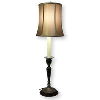 Pair of Barbara Cosgrove Silver Finish Candlestick Lamps