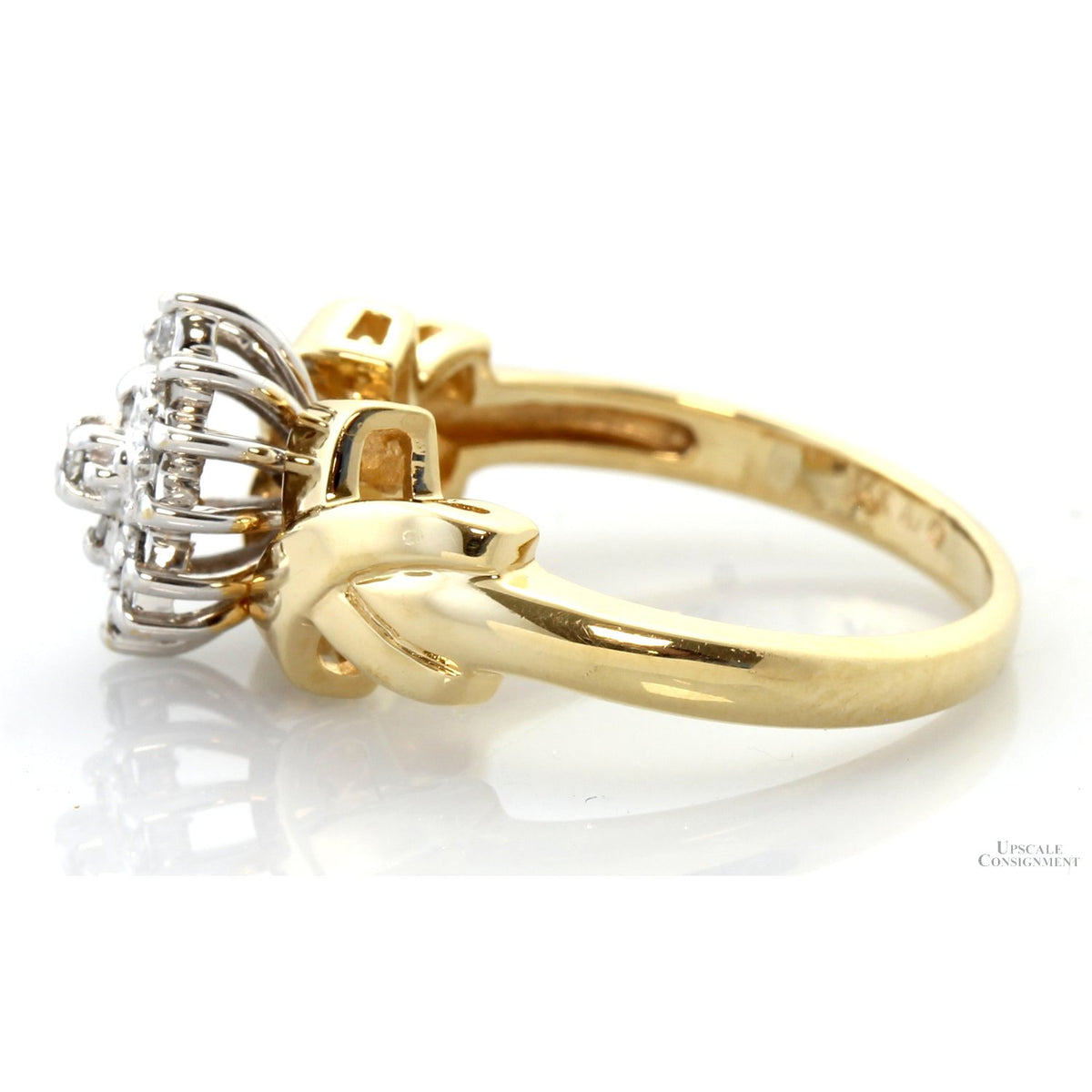 Vintage 0.13ctw Diamond Tiered  Cluster Ring | 14K Yellow Gold