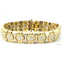 2.22ctw Diamond Cluster 14K Two-Tone Gold Bracelet