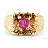 1.09ct Oval Lab-Created Ruby 14K Gold Men's Ring