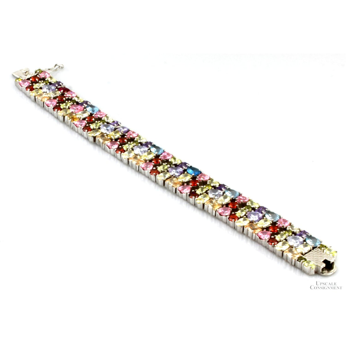 Multicolor Round Oval Heart Pear CZ Sterling Silver Bracelet