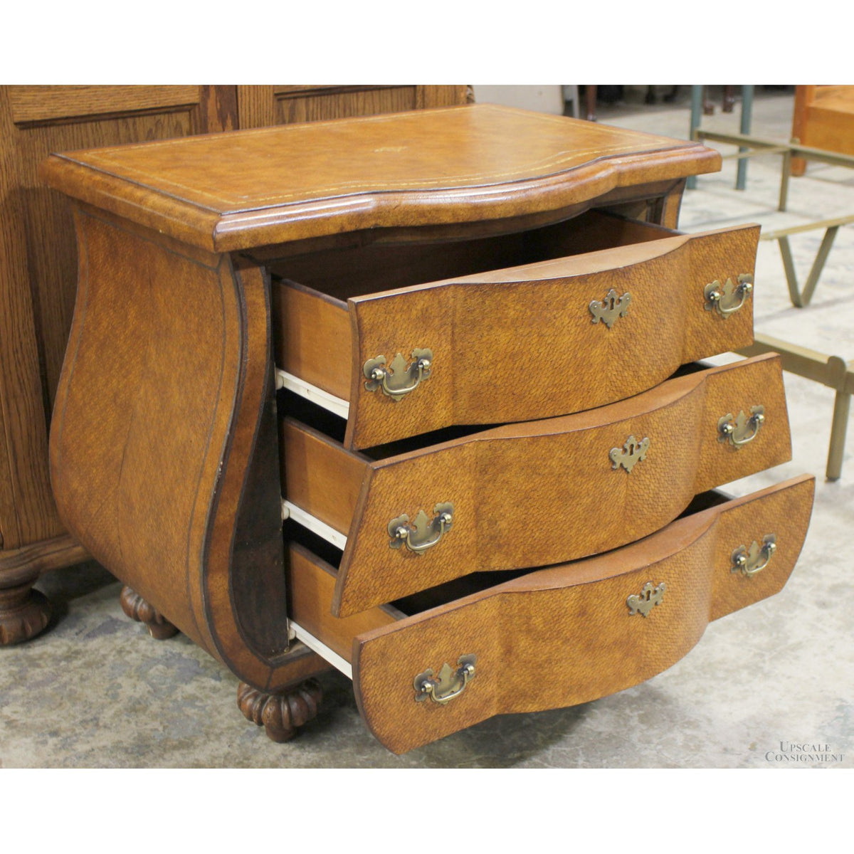 Leather Top Bombe Chest