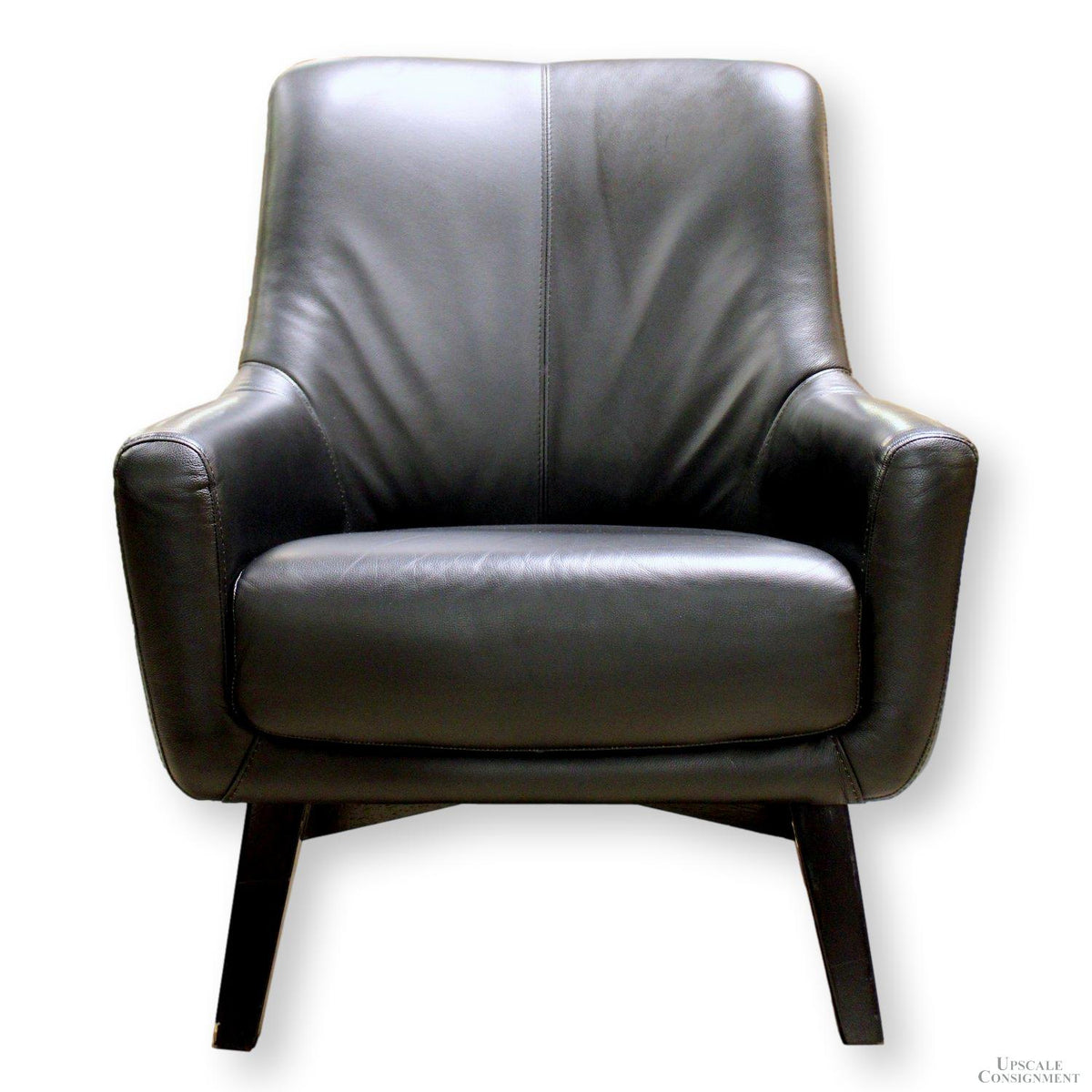 Black Leather Barrel Chair