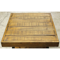 Rustic Wood Plank & Metal Side Table