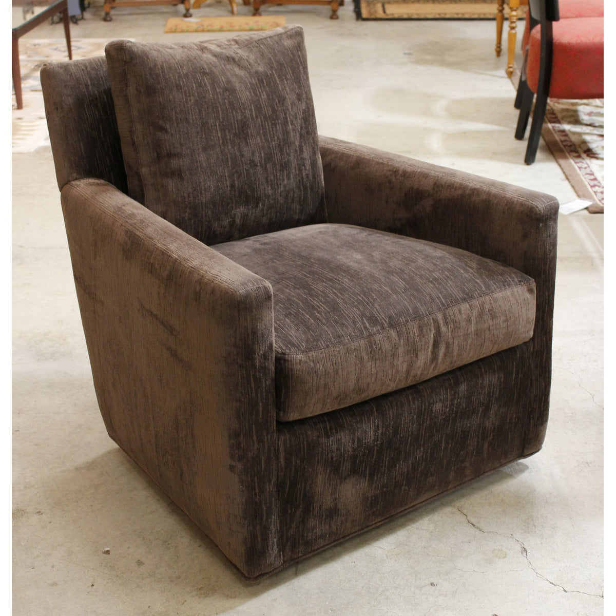 Lee Industries Brown Swivel Armchair