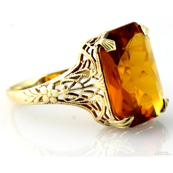 Color-Change Andalusite Art Deco Figree 10K Gold Ring - ~ 4+ carats