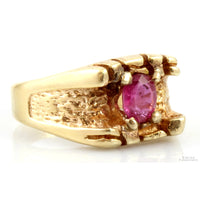 1.09ct Oval Lab-Created Ruby 14K Gold Men's Ring