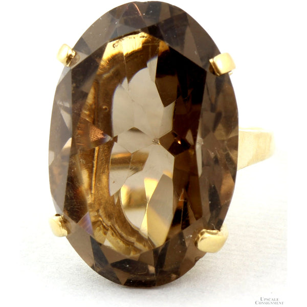 Large Smoky Quartz Cocktail Ring - 14K Gold – 34.44 Carats