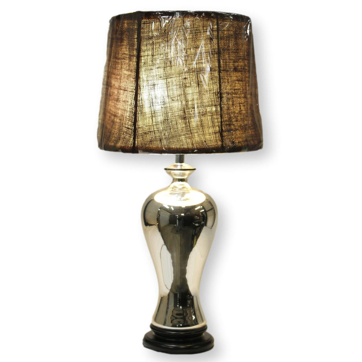 Mercury Glass Table Lamp w/Brown Shade