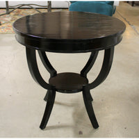 Round Black Accent Table w/Curved Legs
