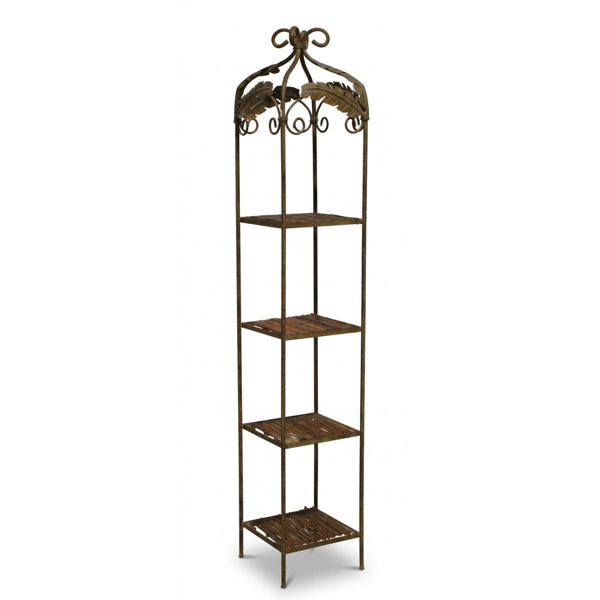 Petite Metal & Wicker Etagere