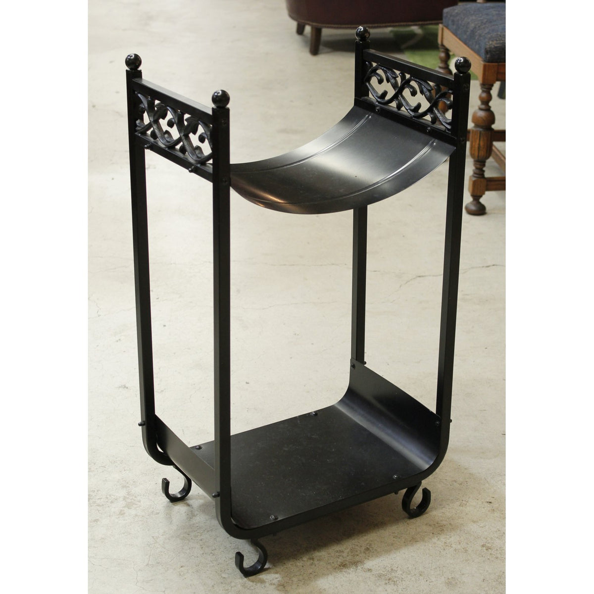 2-Tier Black Metal Log Rack