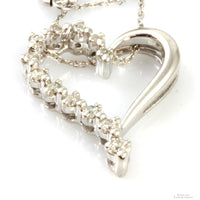 10K White Gold Open Heart Diamond Pendant Necklace