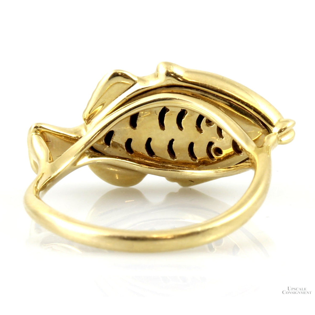 14K Gold Opal, Onyx, Shell Inlay Hawaiian Humuhumu Fish Ring