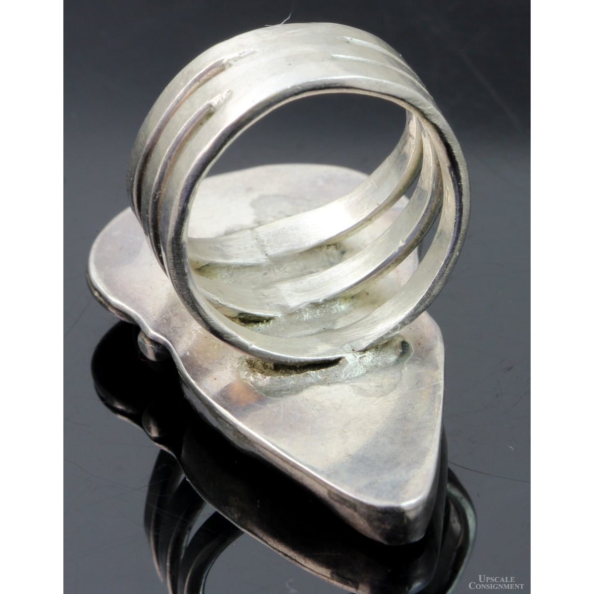 Greenish Turquoise & Amethyst Sterling Silver Raven Ring