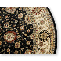 7' 11'' Round Black & Ivory Wool Area Rug