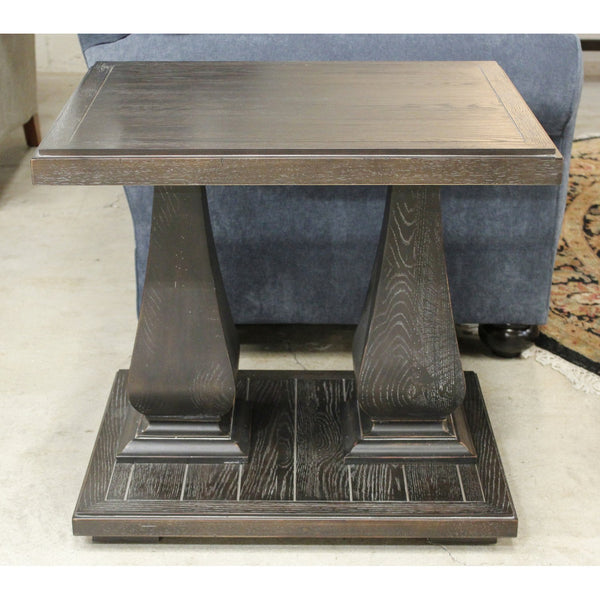 Bassett Black Double Pedestal End Table