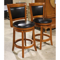 Pair of Wood & Black Swivel Counter Stools