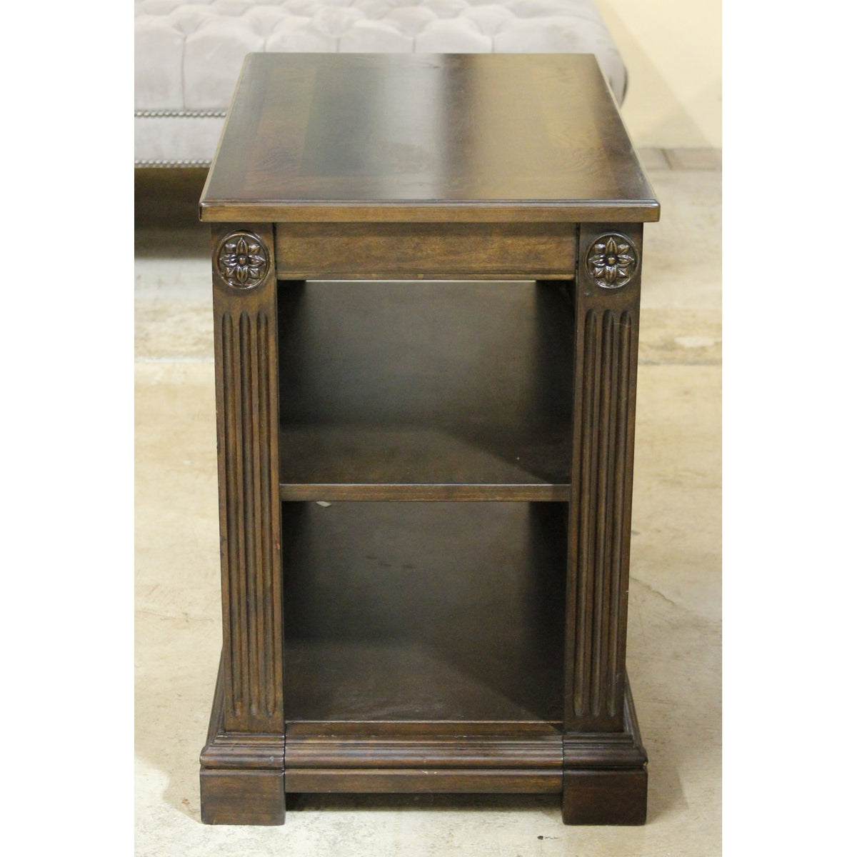 Walnut Inlaid Open Ended End Table