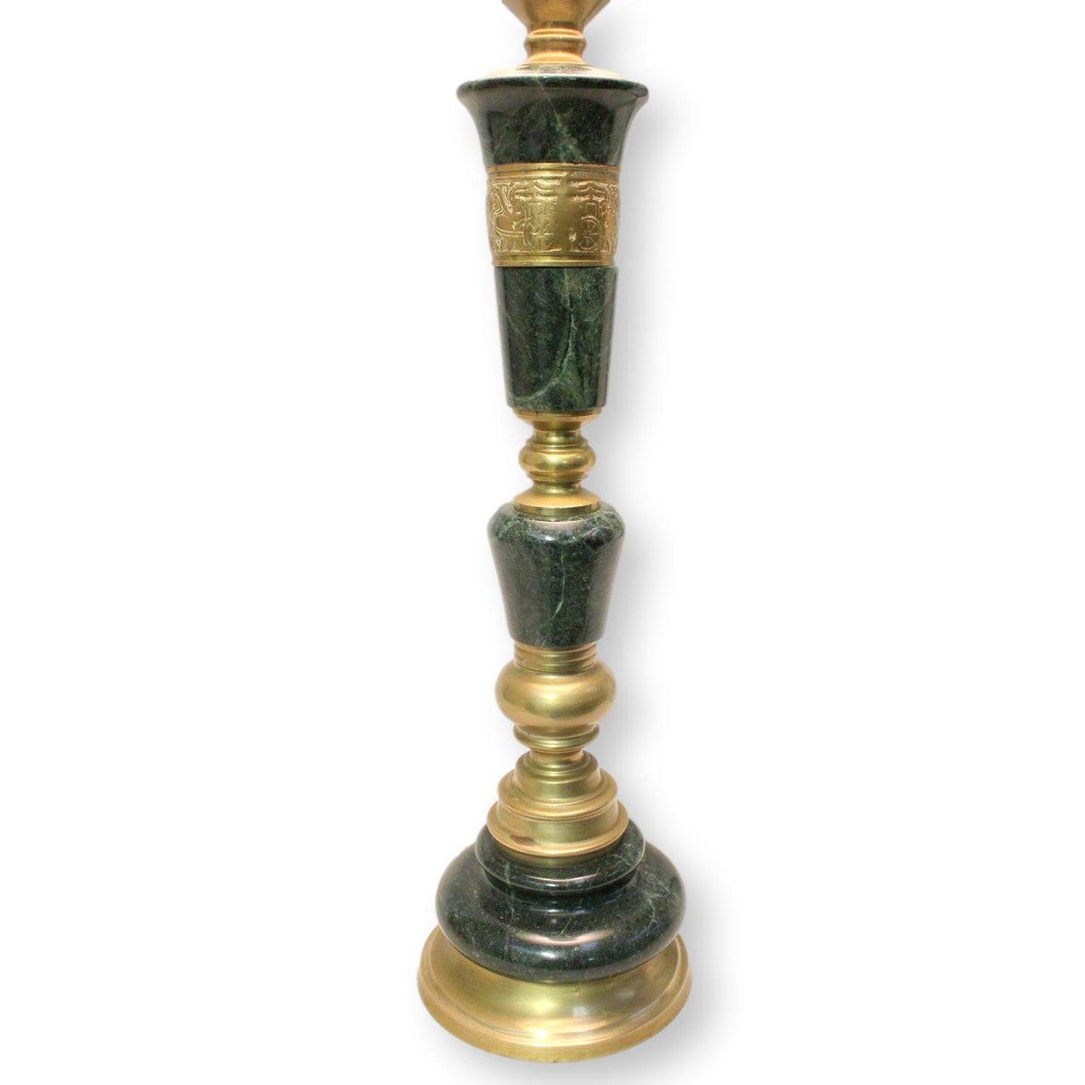 Marble & Brass Buffet Lamp w/Leather Shade