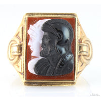 Sardonyx Helen & Paris of Troy Cameos 14K Rose Gold Ring