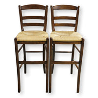 Pottery Barn Pair of 'Isabella' Rush Seat Bar Stools
