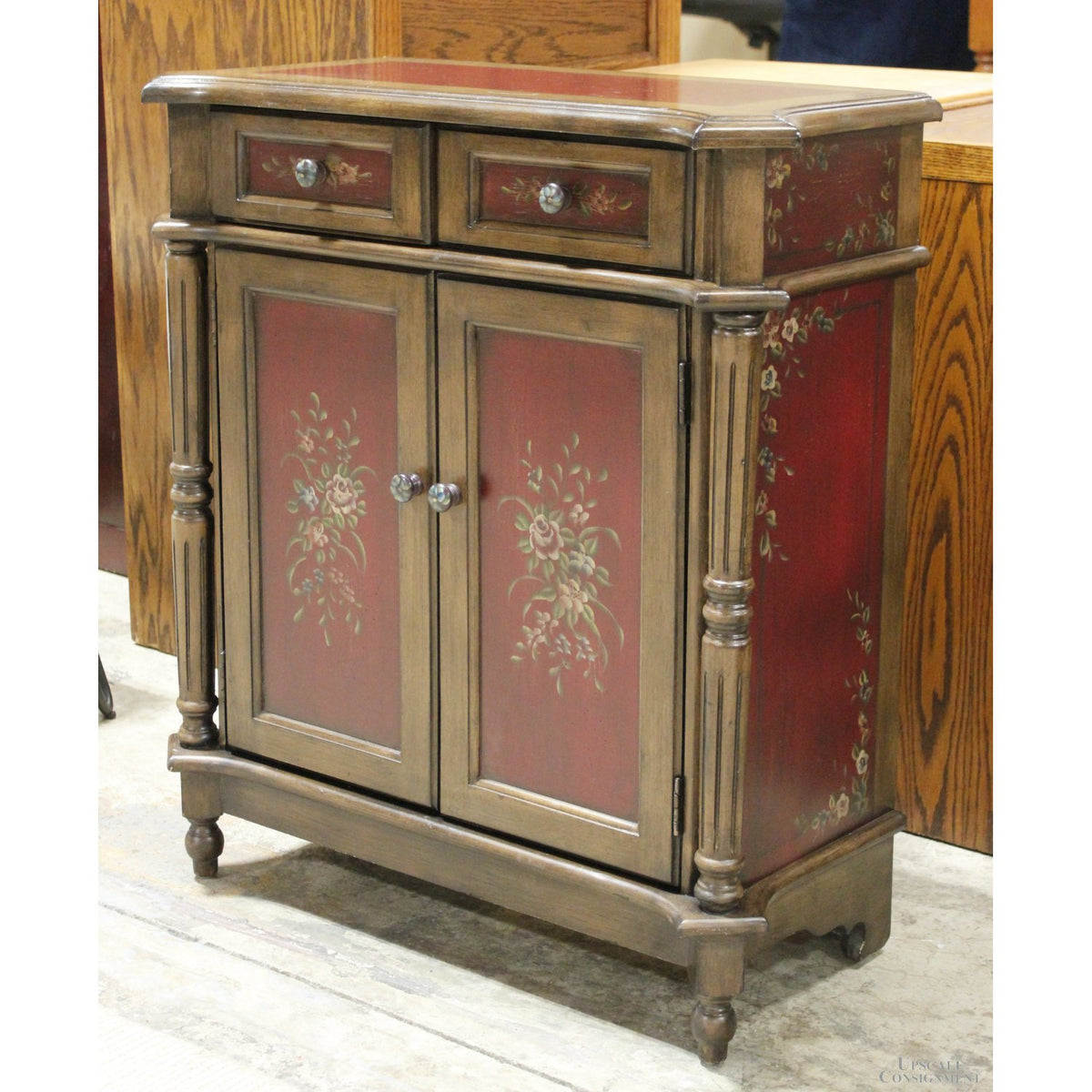 Handpainted Cabinet w/Columns