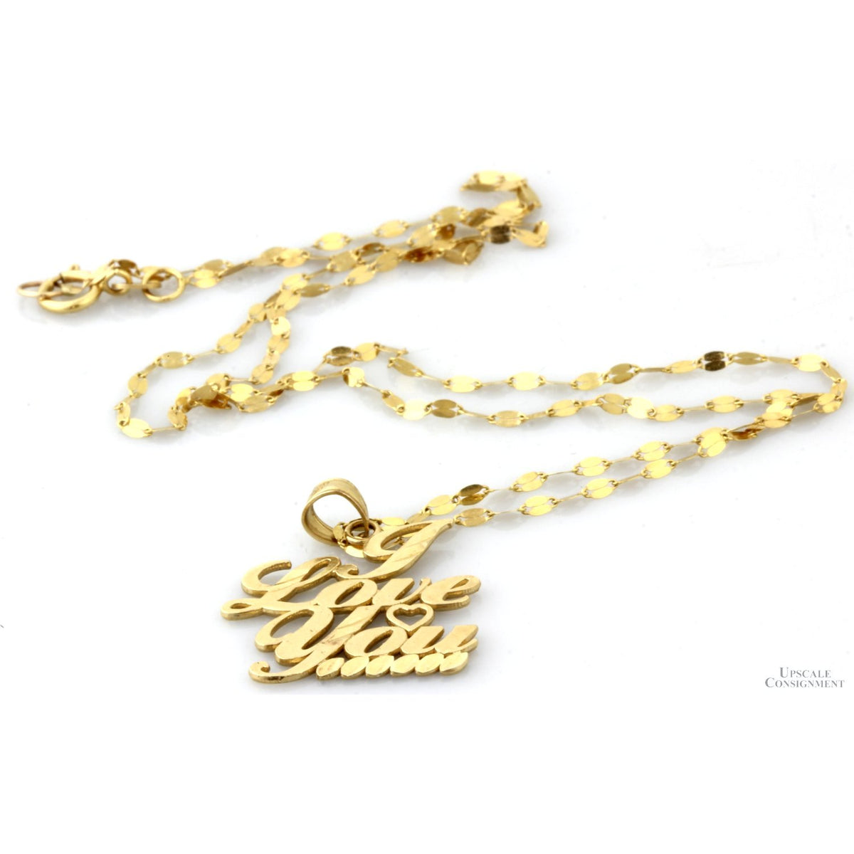 14K Yellow Gold Italian "I Love You" Script Pendant Necklace