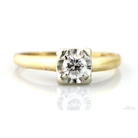 Mid Century Modern .25ctw Diamond 14K Yellow Gold Ring