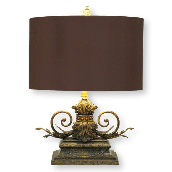 Antique Gold-Tone Acanthus Leaves Table Lamp