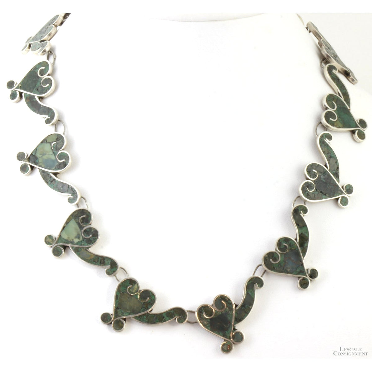 Early 1940s Sterling Silver Inlaid Turquoise Mosaic Set by Beto