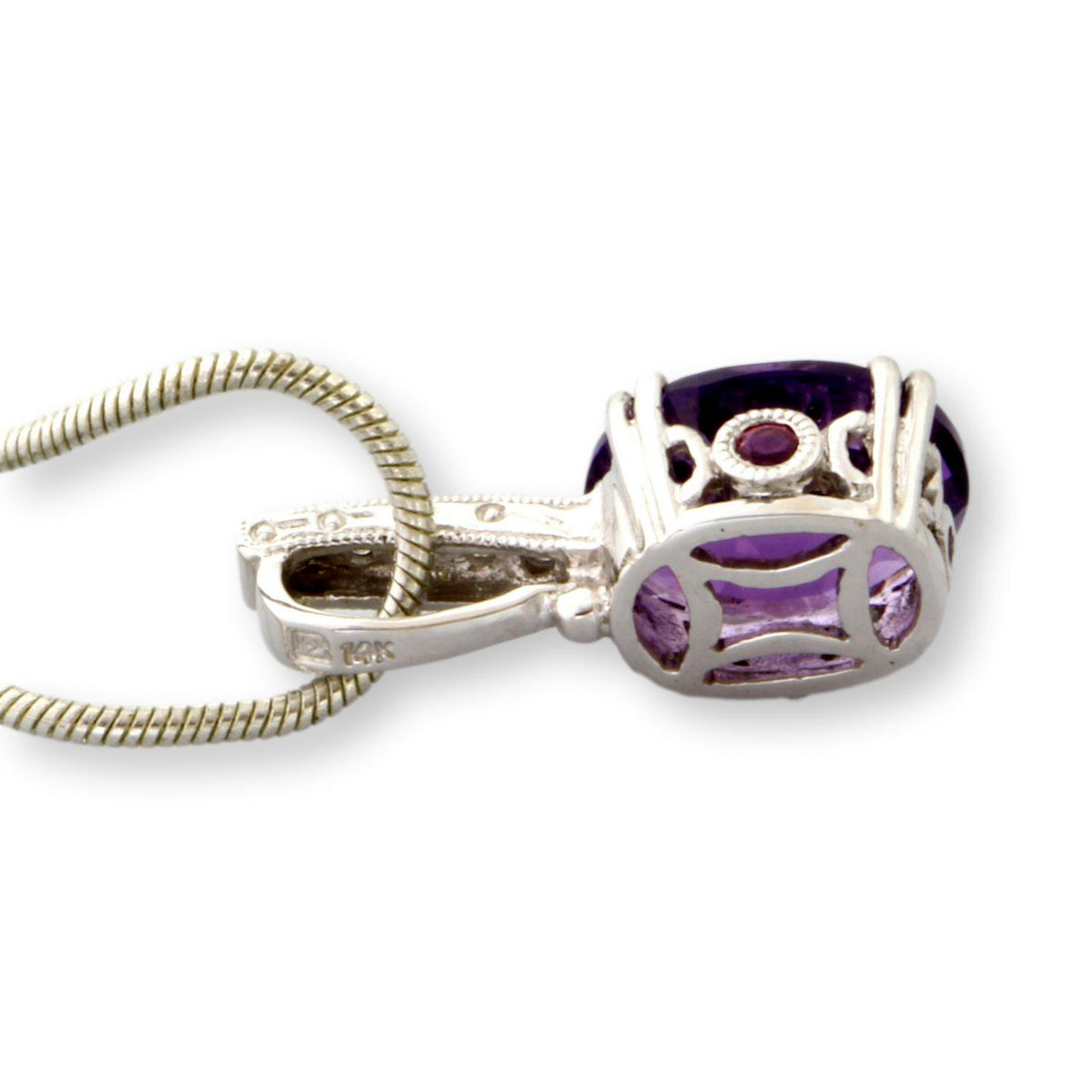 Amethyst Topaz & Diamond 14K Gold Pendant & Silver Necklace