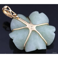 14K Gold Green Jadeite Jade Flower Enhancer Pendant