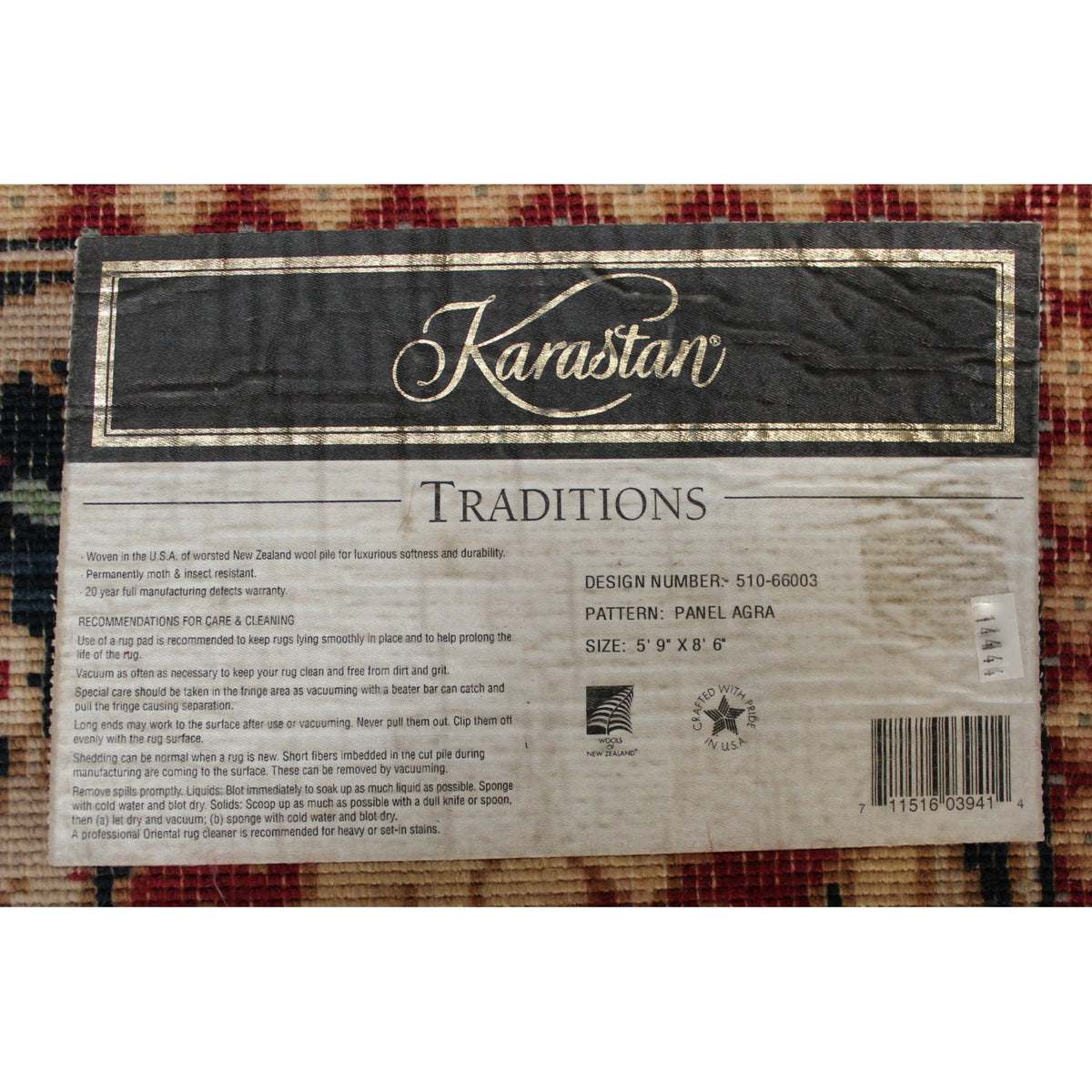 6'x9' Karastan "Panel Agra" Wool Rug