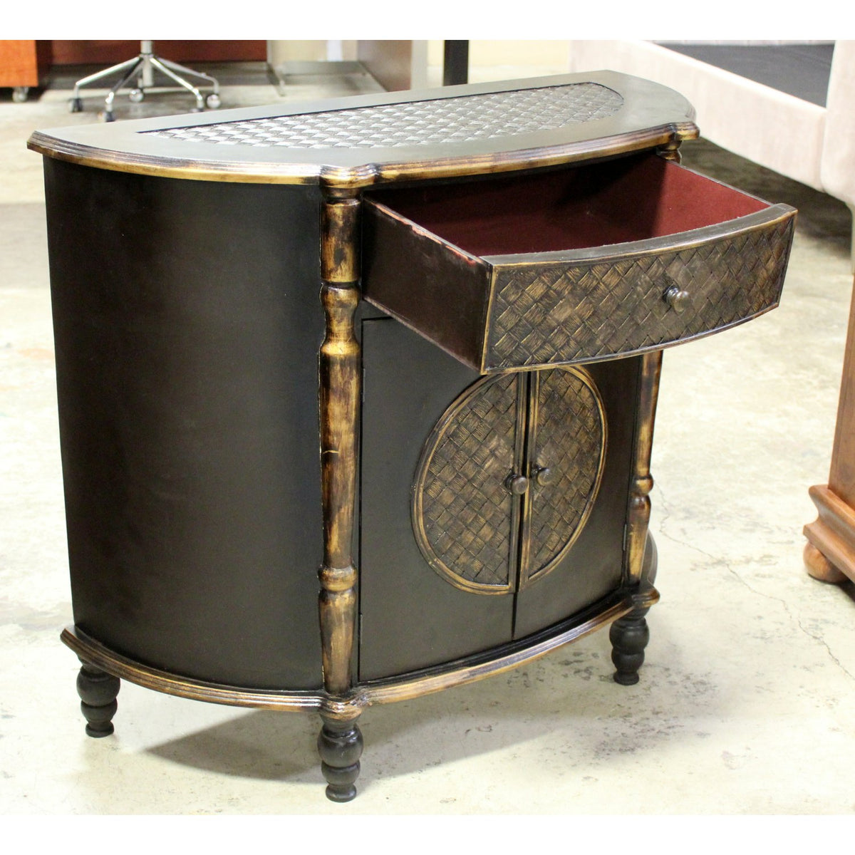 Black & Gold Demilune Cabinet