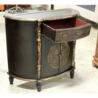 Black & Gold Demilune Cabinet
