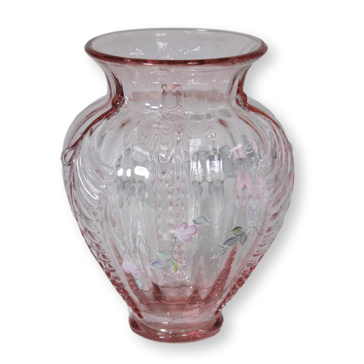 Fenton "Viola on Petal Pink" Vase