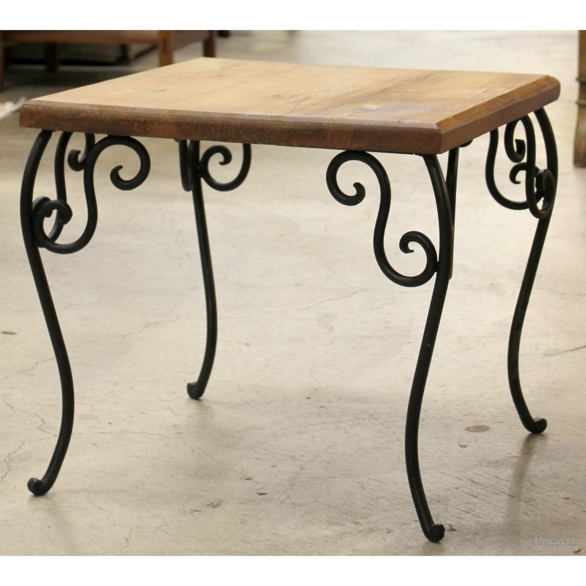 Rustic Wood & Iron Accent Table