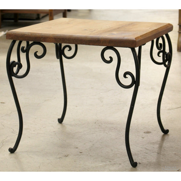 Rustic Wood & Iron Accent Table
