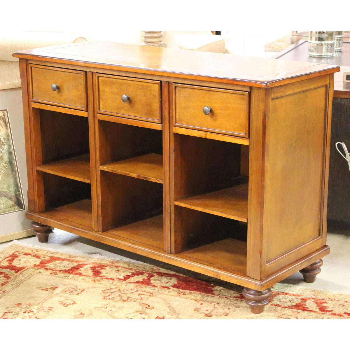 3 Drawer Console Table w/ Shelves Below