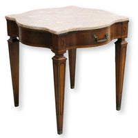 Mahogany Vintage Accent Table w/Pink Marble Top