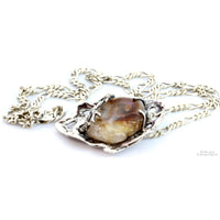 Mexican Fire Agate Window in Rough Custom Sterling Silver Pendant Necklace