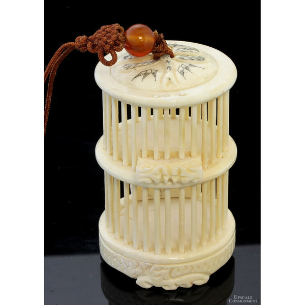 Antique Chinese Carved Hanging Singing Cricket Cage