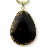 Birds of Paradise 14K Gold Ornately Carved Overlay Smoky Quartz Pendant